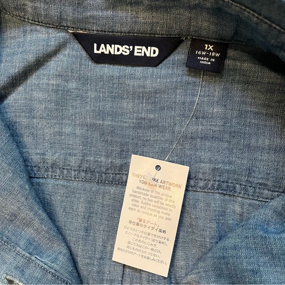 NWT, Lands' End Chambray Button Front Shirt Dress, Sz 1X - Picture 12 of 12